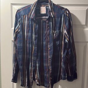 Blue Plaid Button-Up Shirt